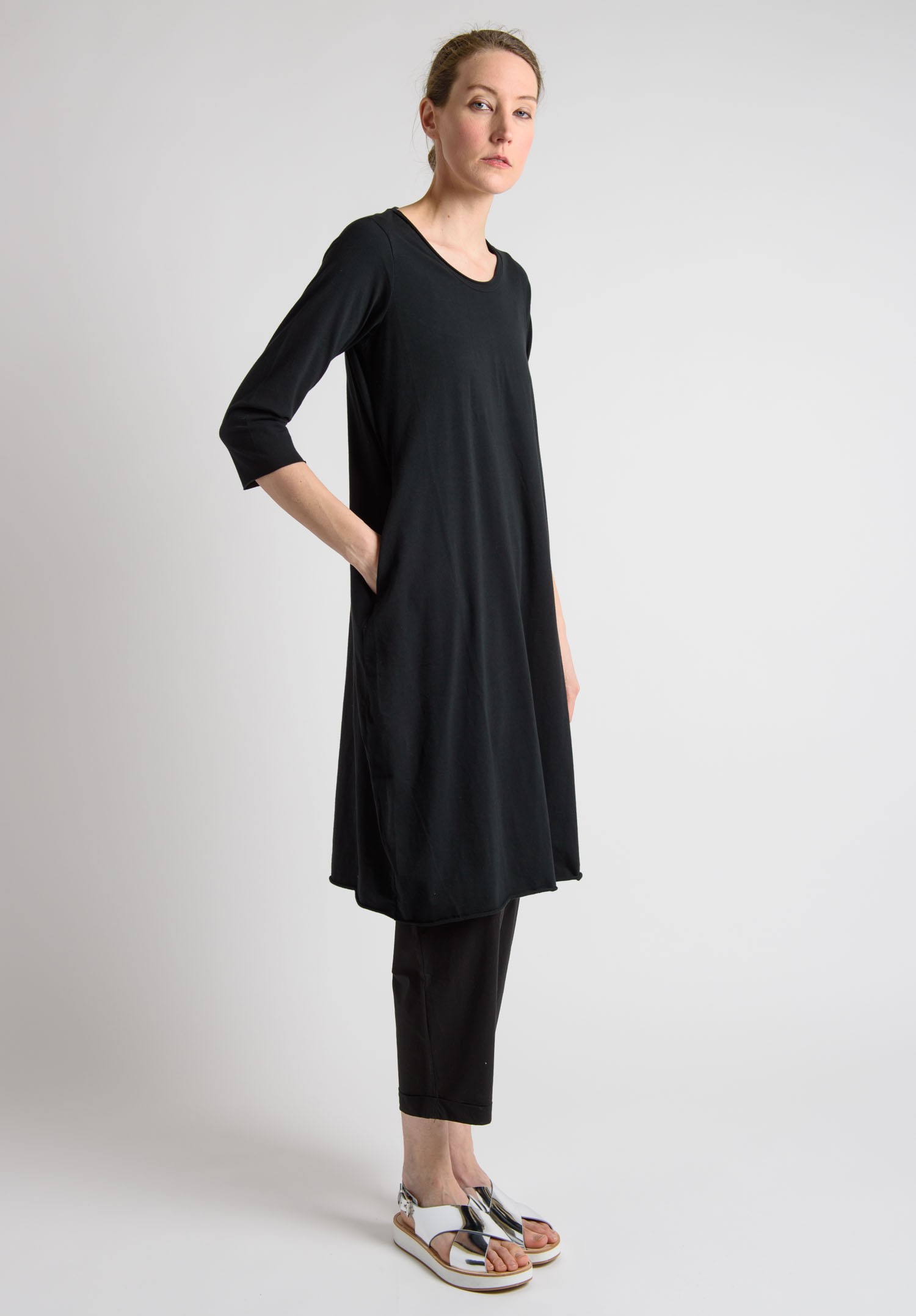 Labo.Art Cotton Jersey Crew Neck Dress in Black | Santa Fe Dry Goods
