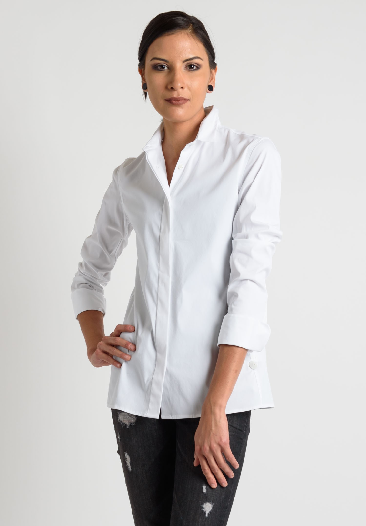 womens white long sleeve dress shirt