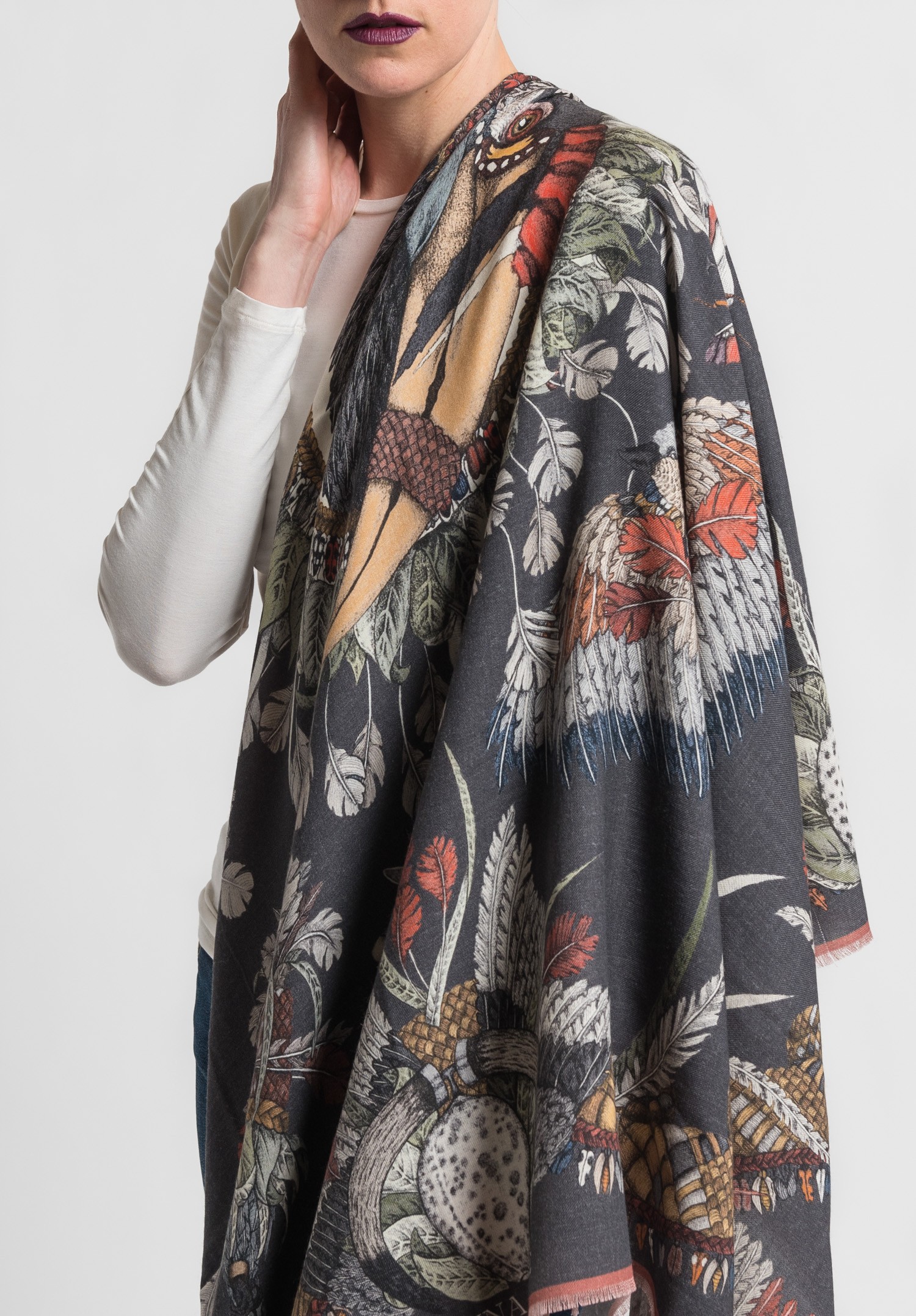 Sabina Savage Goroka Scarf In Grey 