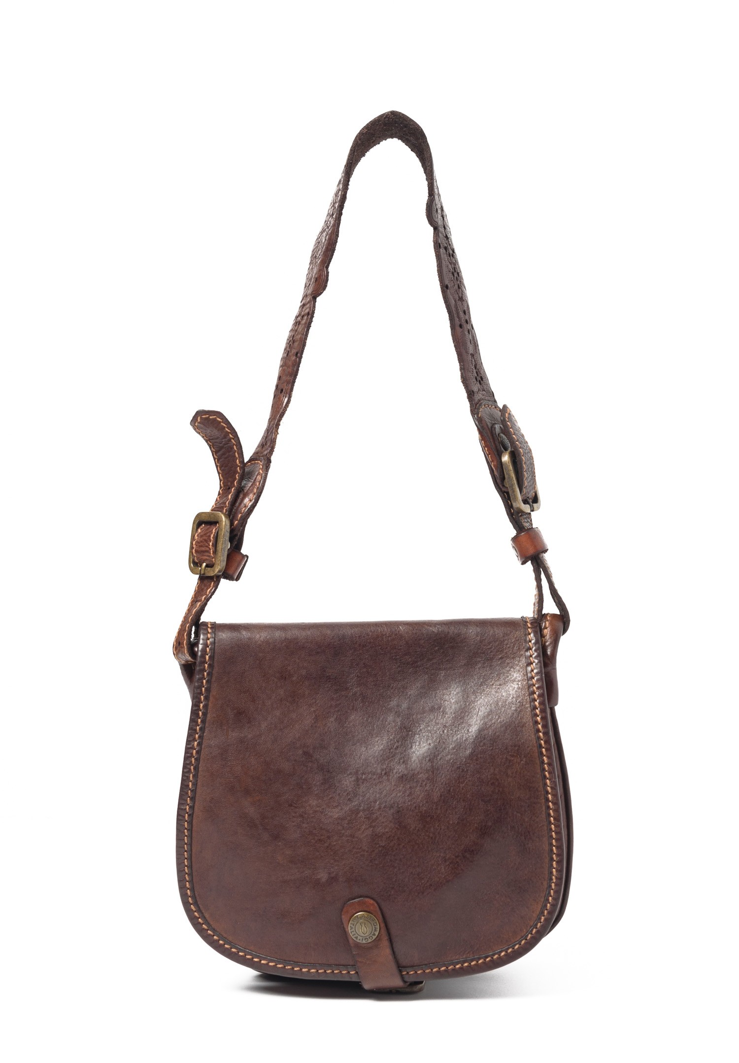 Campomaggi Small Detailed Strap Leather Saddle Bag in Dark Brown | Santa Fe Dry Goods Trippen ...