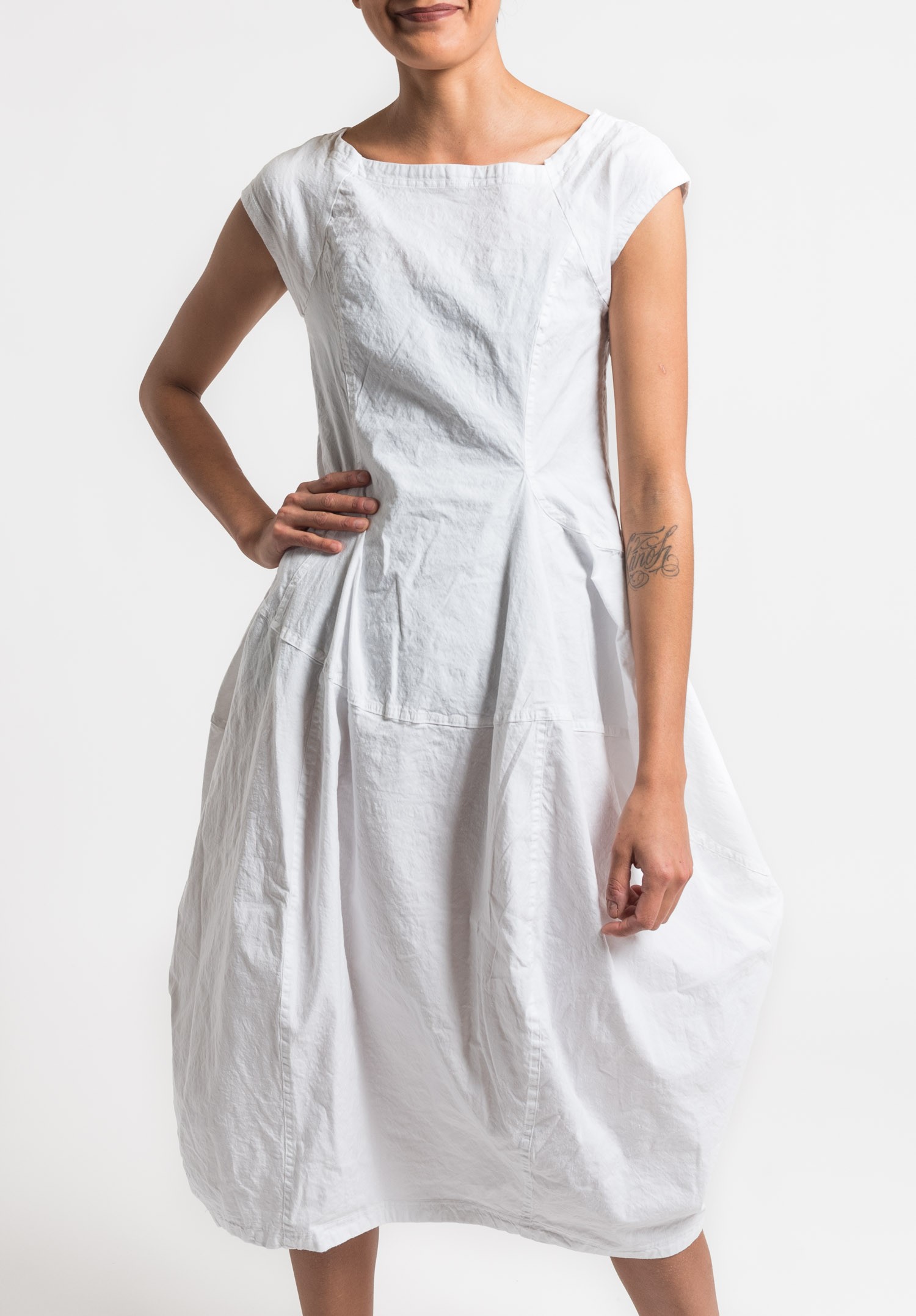 Rundholz Black Label Stretch Linen Tulip Dress In White Santa Fe Dry