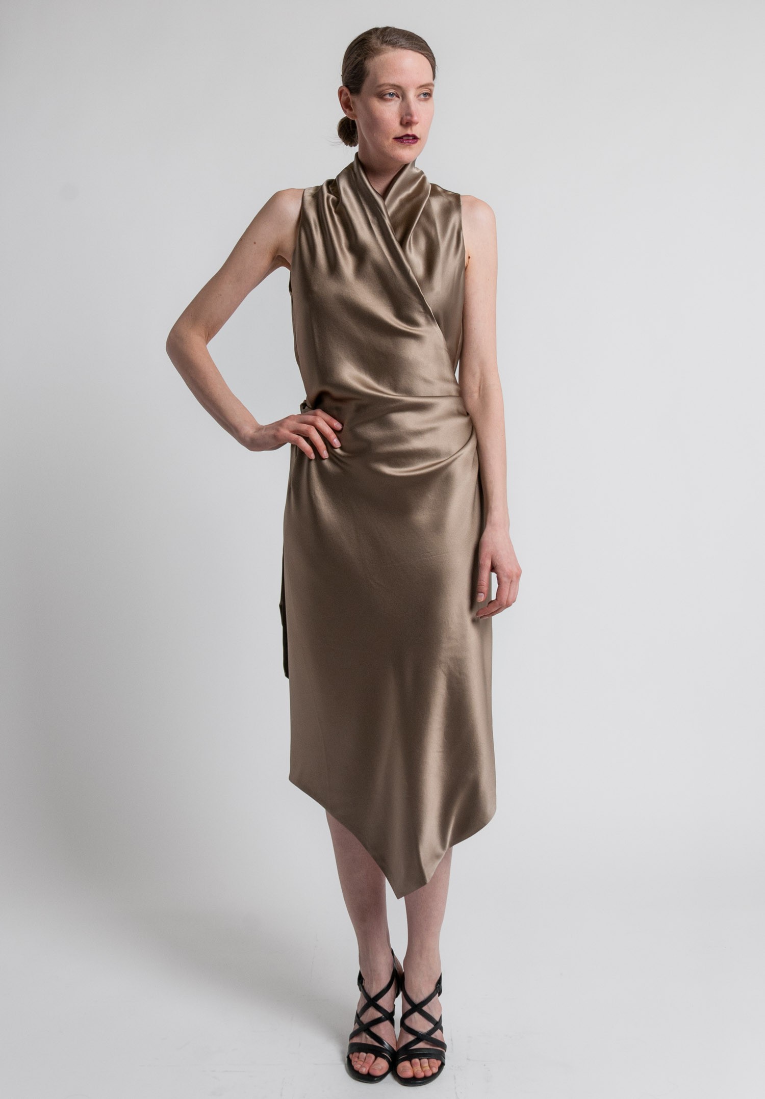 Peter Cohen 2-Layer Silk Victor Dress in Khaki | Santa Fe Dry Goods