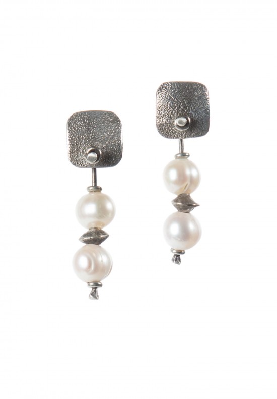 Holly Masterson Post Earrings with Two Freshwater Pearl Drops