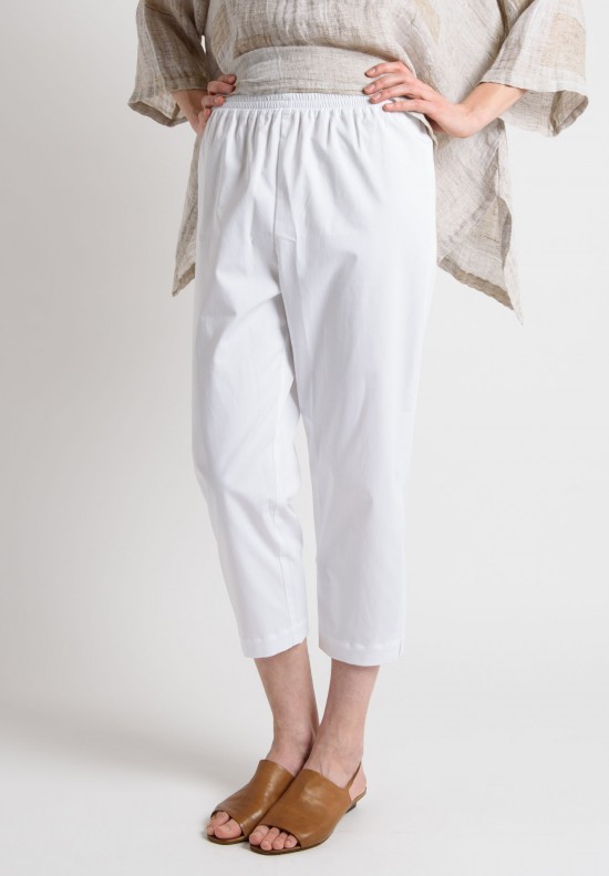 Eskandar Cropped Narrow Cotton Pants in White