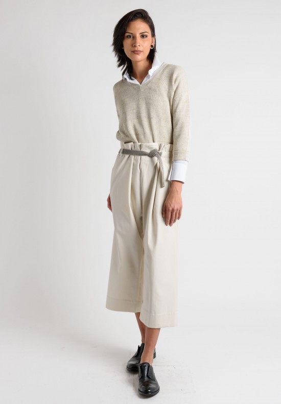 Brunello Cucinelli Culottes with Embellished Belt in Cream	