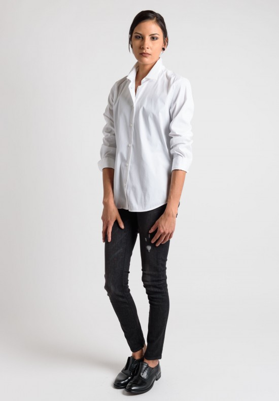 Lareida Long Sleeve Button-Down Shirt in White	