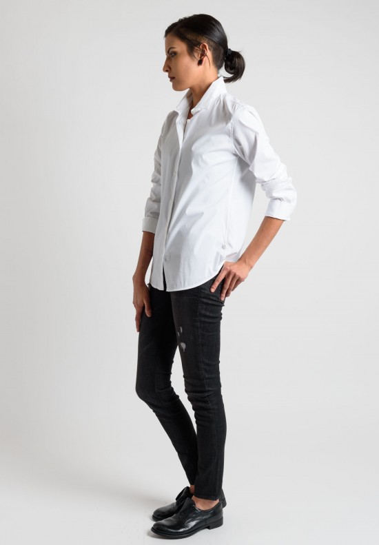 Lareida Long Sleeve Button-Down Shirt in White	