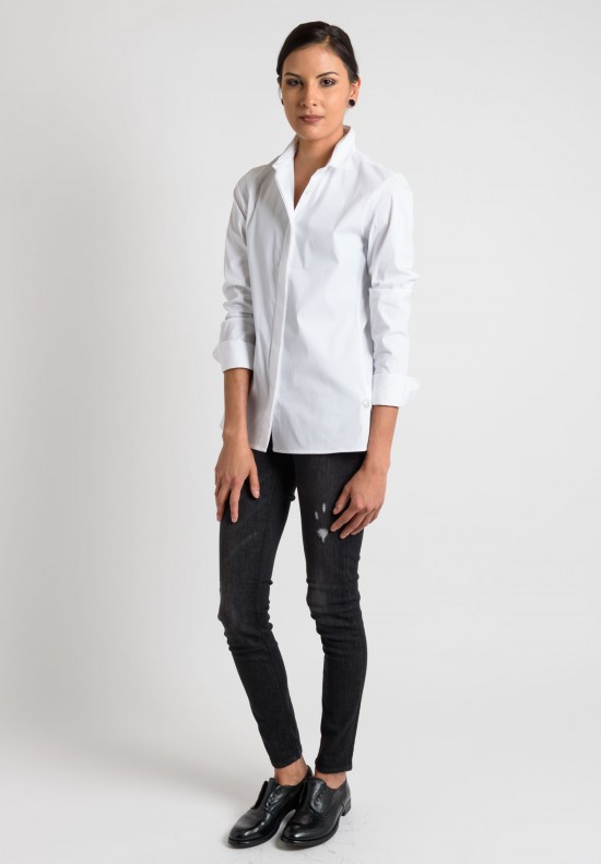 Lareida Long Sleeve Placket Shirt in White	