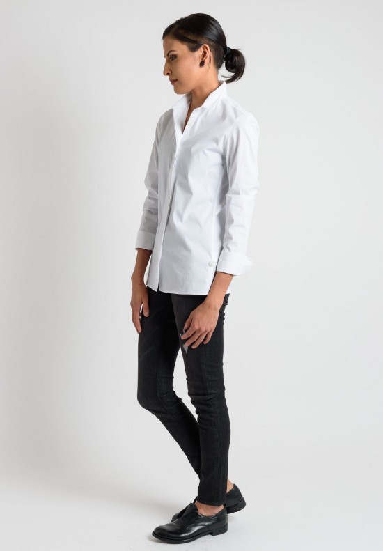 Lareida Long Sleeve Placket Shirt in White	