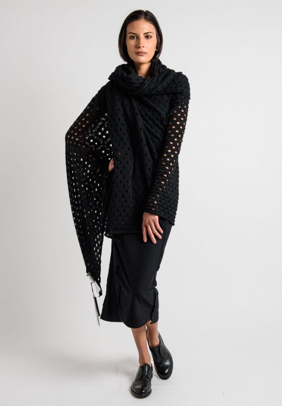 Rundholz Cashmere Perforated Scarf in Black