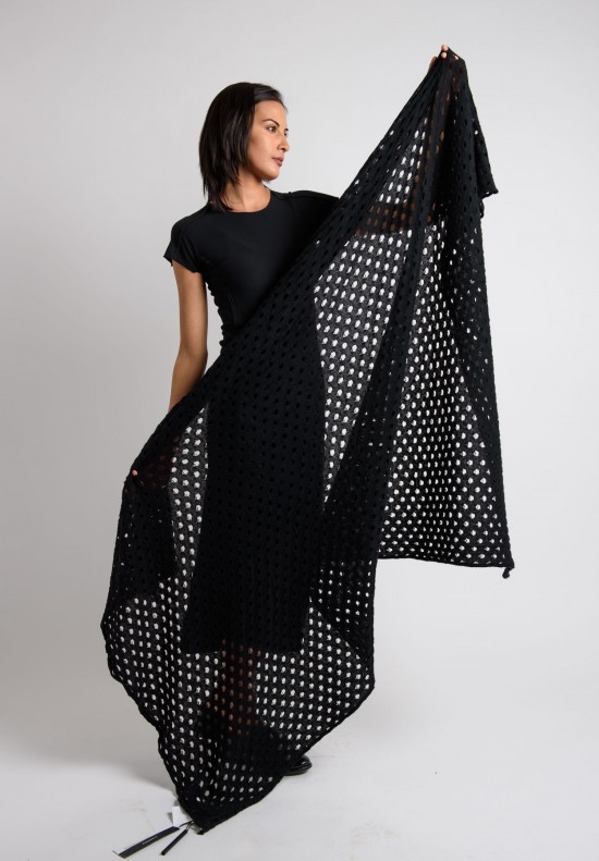 Rundholz Cashmere Perforated Scarf in Black
