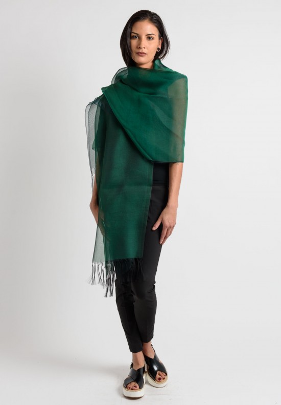 Issey Miyake Double Layer Shawl in Emerald