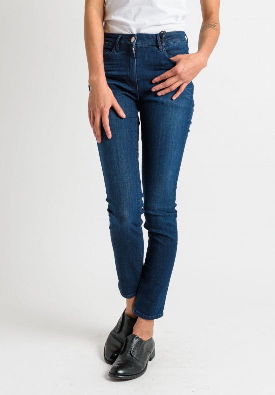 3x1 Light Faded High Rise Skinny Jeans in Navy	