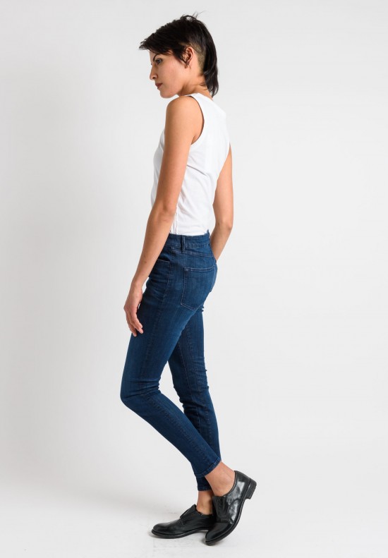 3x1 Light Faded High Rise Skinny Jeans in Navy	