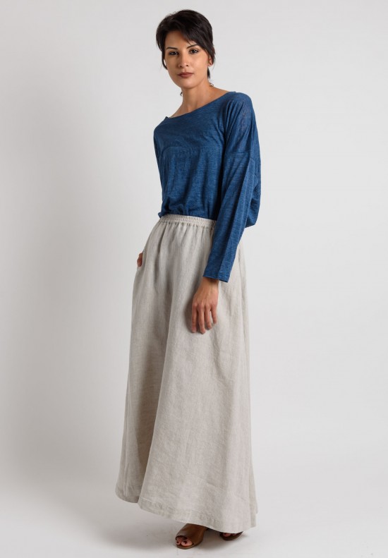 Eskandar Linen A-Line Skirt in Oatmeal	