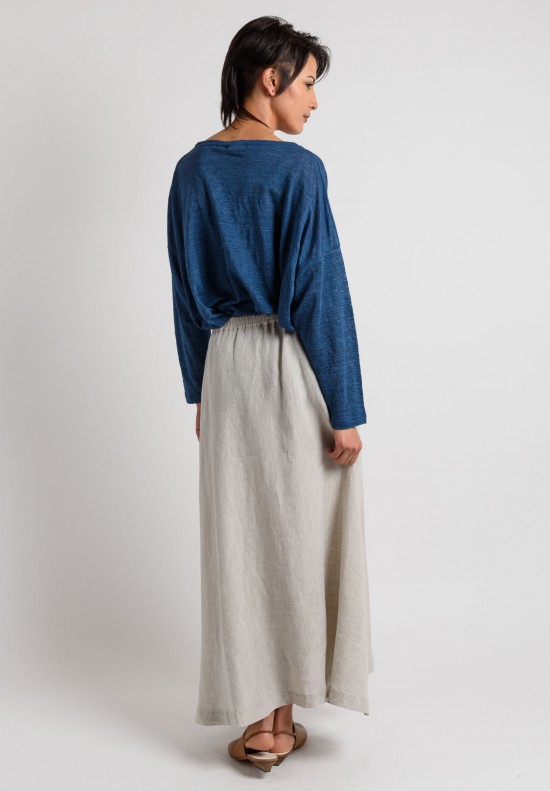 Eskandar Linen A-Line Skirt in Oatmeal	