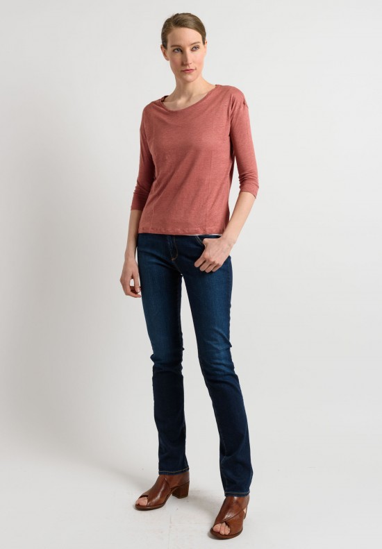 Majestic 3/4 Sleeve Top in Desert Red