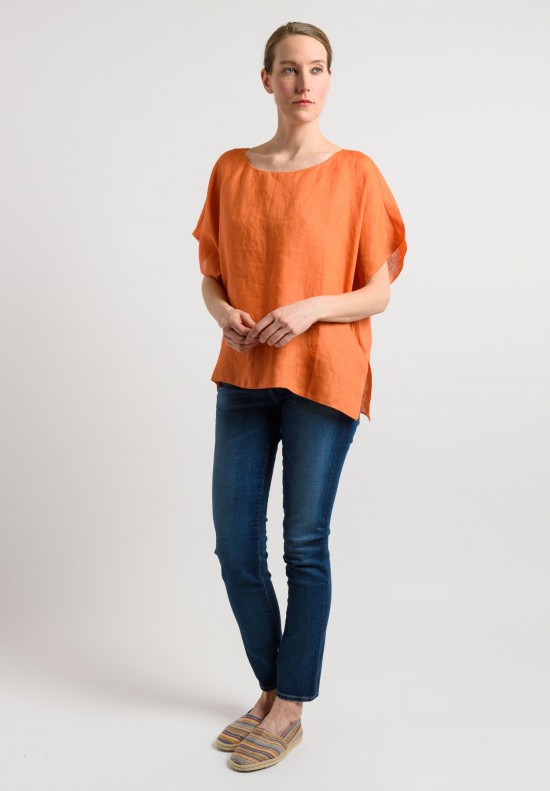Shi Linen Oversized Top in Orange	