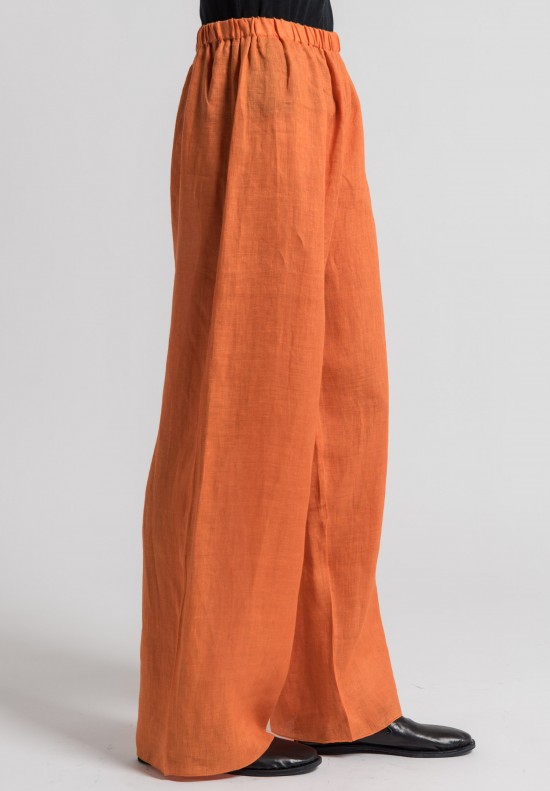 Shi Linen Wide Leg Pants in Orange	