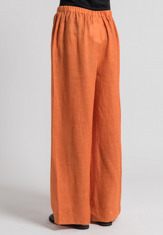 Shi Linen Wide Leg Pants in Orange	