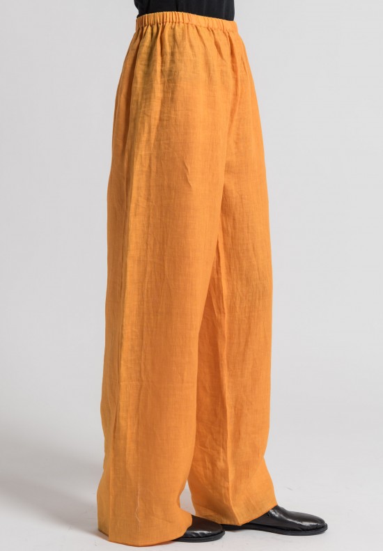 Shi Linen Wide Leg Pants in Light Orange	