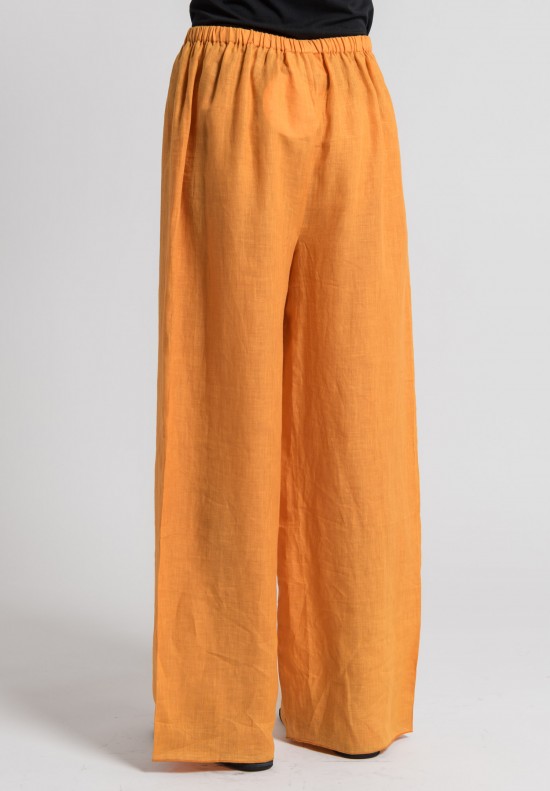 Shi Linen Wide Leg Pants in Light Orange	