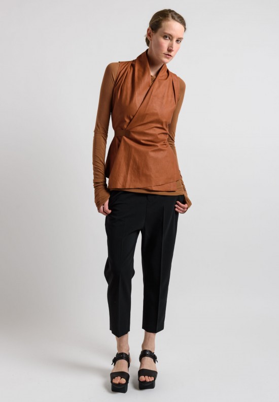 Rick Owens Leather Vest in Henna	