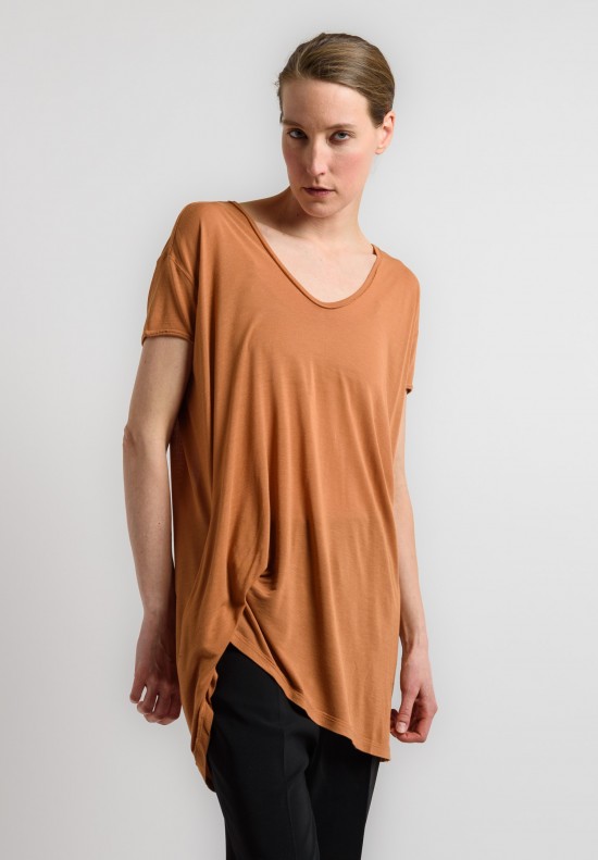 Rick Owens Ruched Tee in Squash	