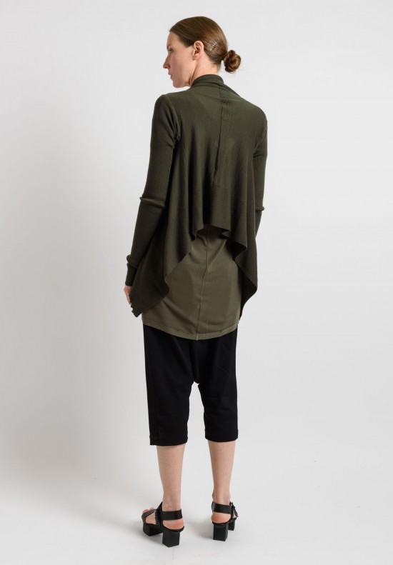 Rick Owens Cashmere Open Cardigan in Palm	