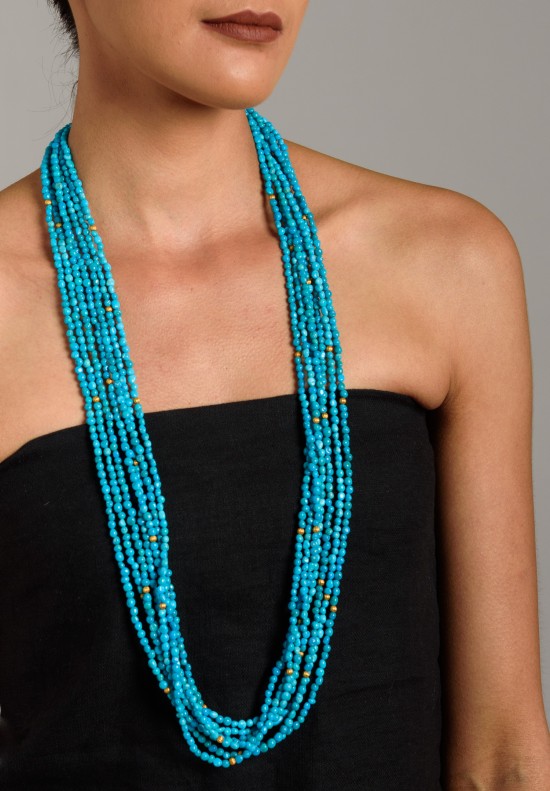 Greig Porter Long Turquoise 7 Strand Necklace	