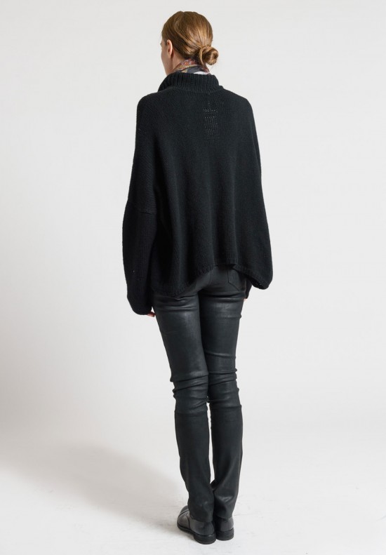 Hania Handknit Cashmere Cardigan in Black	