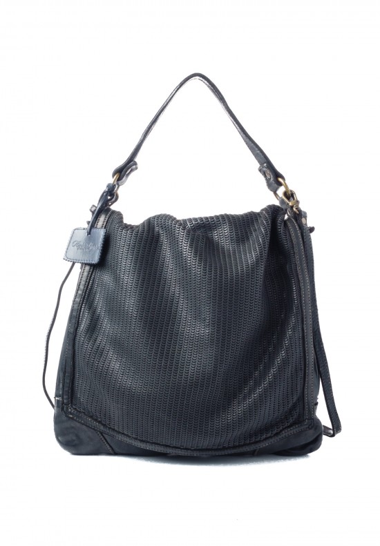 Reptiles House Perforated Top Flap Tote in Black	