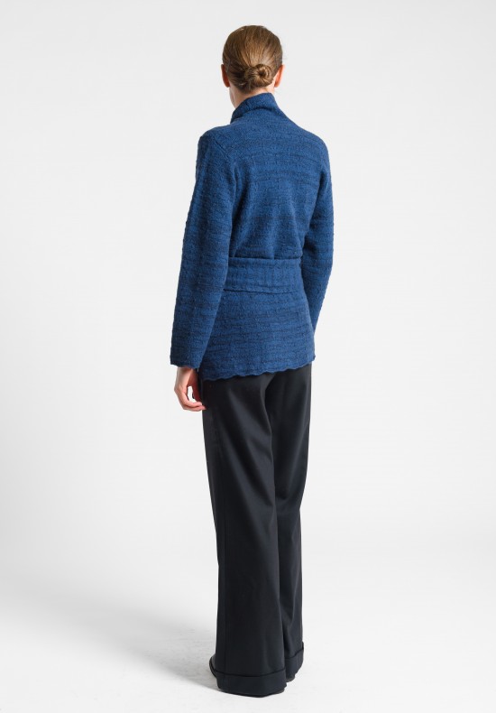 Lainey Cashmere Belted Cardigan in Blue	