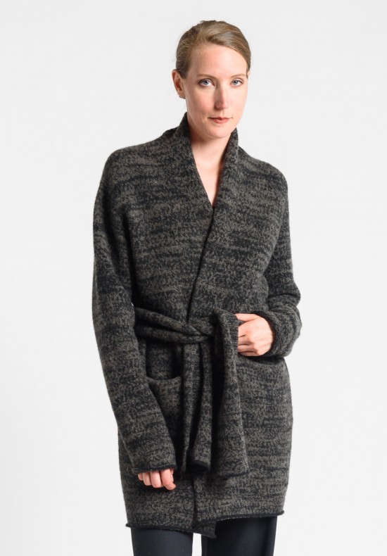 Lainey Cashmere Mid-Length Cardigan in Charcoal	