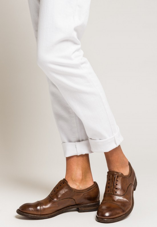 Officine Creative Leather Oxfords with Toe-Cap in Tobacco