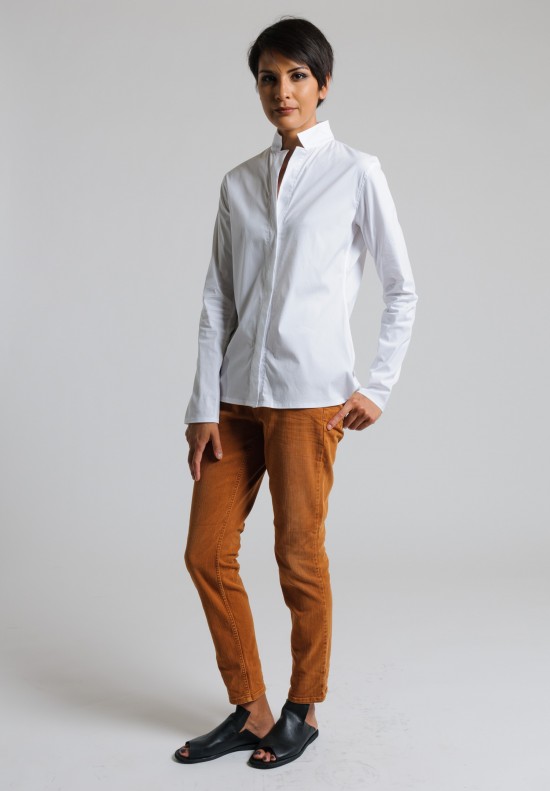 Lareida Stretch Cotton Shirt in White	