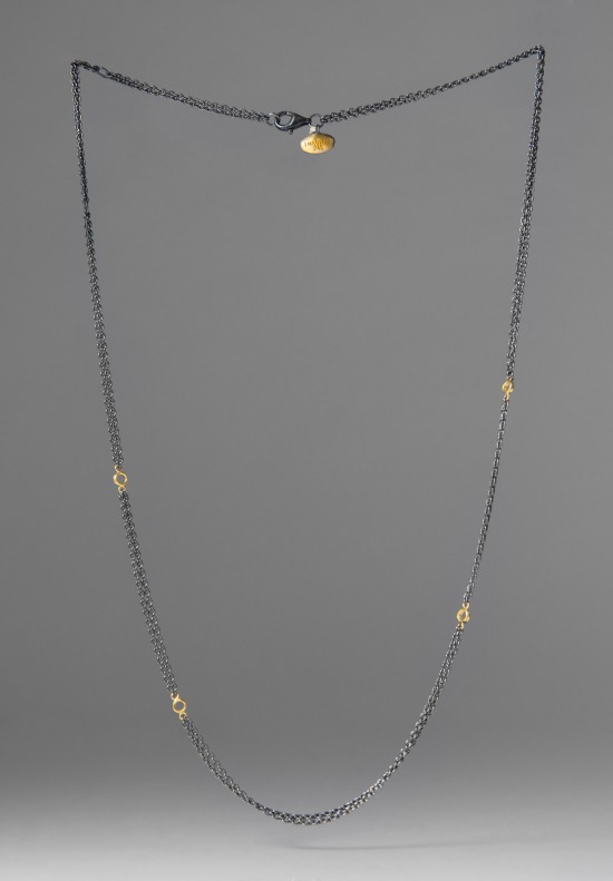 Lika Behar Oxidized Silver & Small Gold Circle Chain	