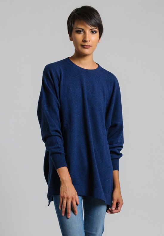 Hania Cashmere Oversized Crew Neck Sweater in Ink Well	