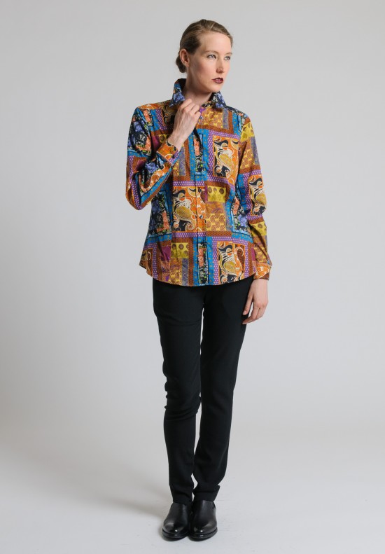 Etro Patterned Button-Down Shirt in Orange	
