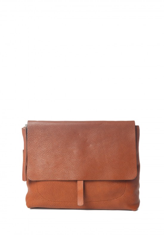 Massimo Palomba Robin Goat Leather Fold Over Satchel in Cuoio	