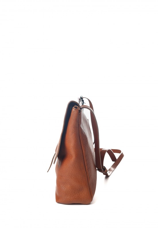 Massimo Palomba Robin Goat Leather Fold Over Satchel in Cuoio	