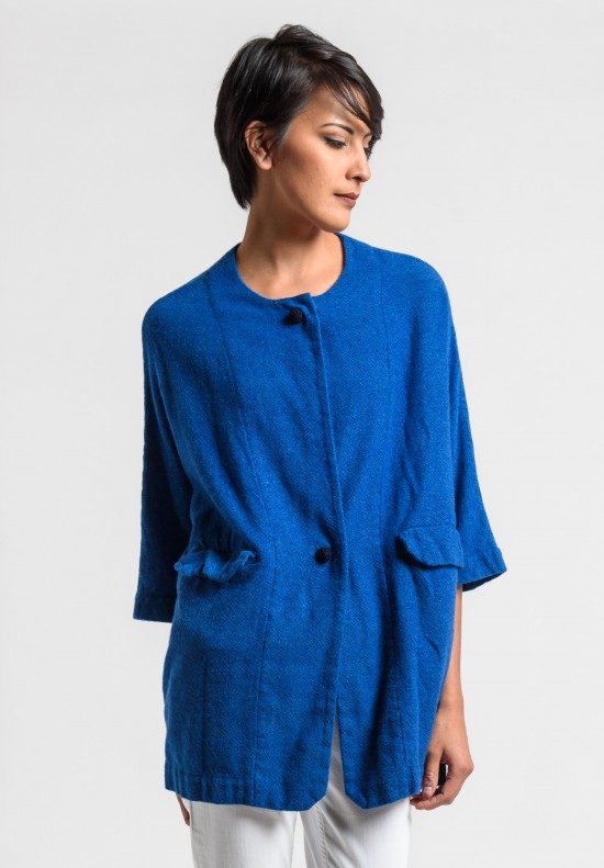 Daniela Gregis Washed Cashmere Jacket in Turquoise/Ink Blue	