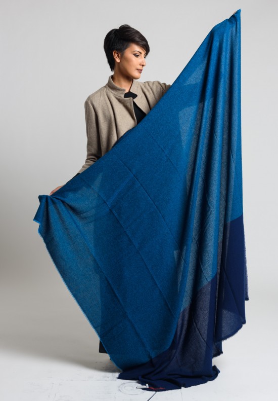 Daniela Gregis Large Cashmere Shawl in Blue	