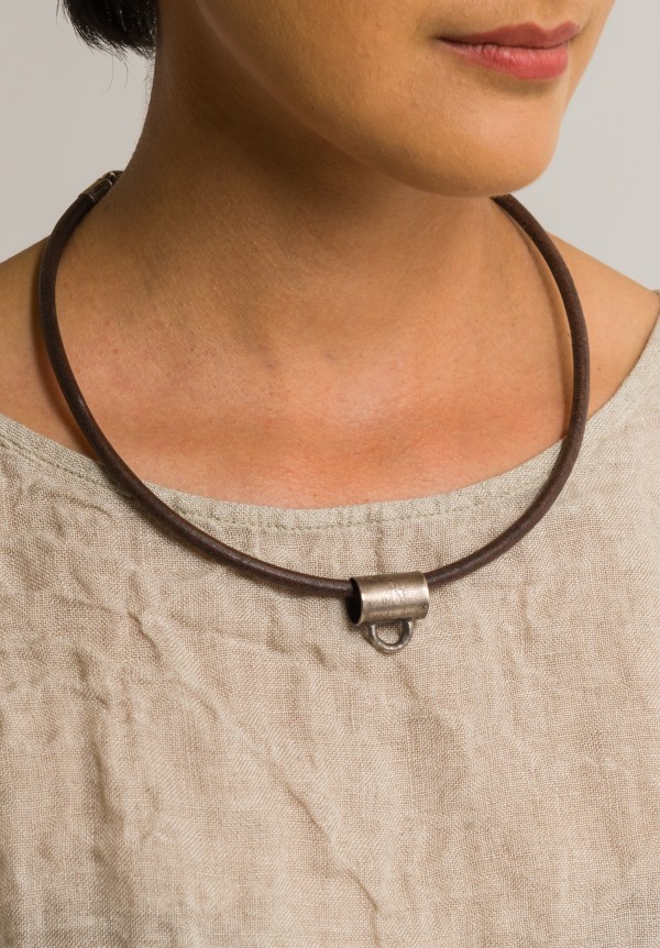Holly Masterson Adjustable Brown Leather & Bail Necklace