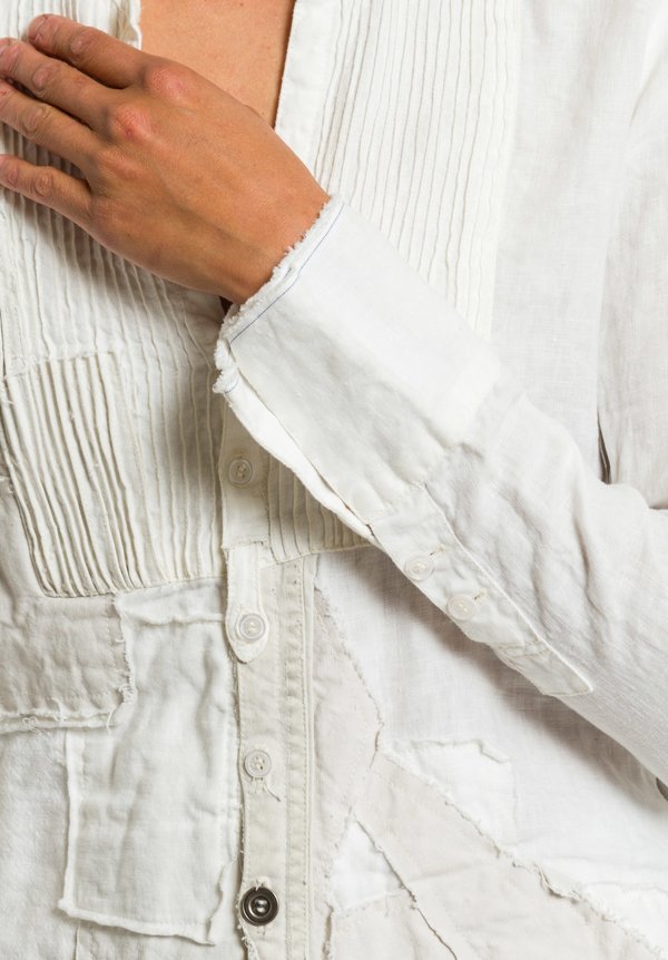 Greg Lauren Patchwork Tux Shirt in White