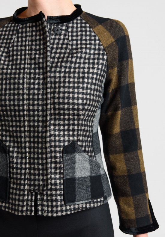 Etro Multi Plaid Fitted Jacket in Black/White	