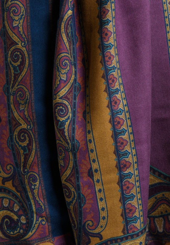 Etro Cashmere/Silk Paisley Scarf in Purple Multi	