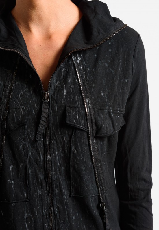 Rundholz Dip Hooded Splatter Painted Jacket in Black Spot	