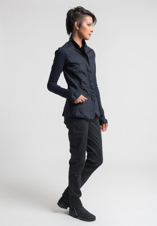 Rundholz Dip Simple Cotton Fitted Jacket in Blue Ink Cloud	