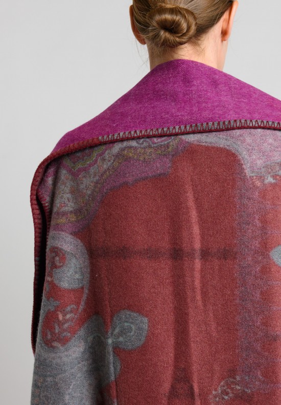 Etro Wool Fringe Paisley Vest in Pink	